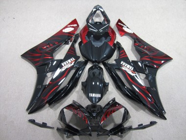 Black Red Flame 06-07 Yamaha YZF R6 Motorcycle Fairing