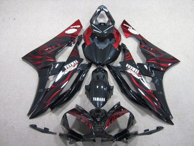 Black Red Flame 06-07 Yamaha YZF R6 Motorcycle Fairing