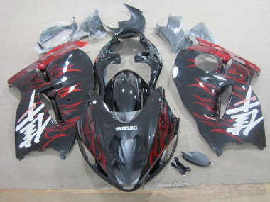 Black Red Flame 96-07 Suzuki GSXR 1300 Hayabusa Motorcycle Bodywork