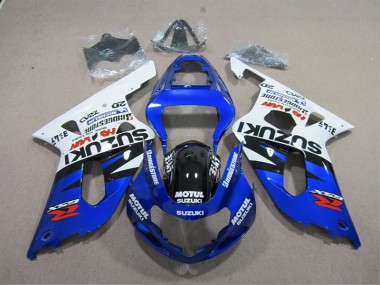 Blue White Motul 01-03 Suzuki GSXR 600 Motorcycle Fairing