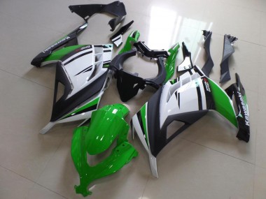 Green Black and White 13-16 Kawasaki ZX300R Motorcycle Fairings