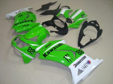 Green and White 08-12 Kawasaki ZX250R Motorcycle Fairings