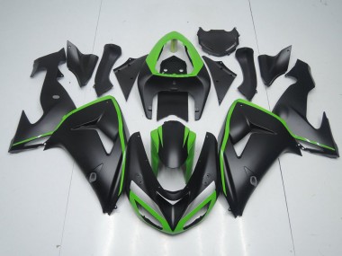 Matte Black with Green Line 06-07 Kawasaki ZX10R Motorcycle Fairings